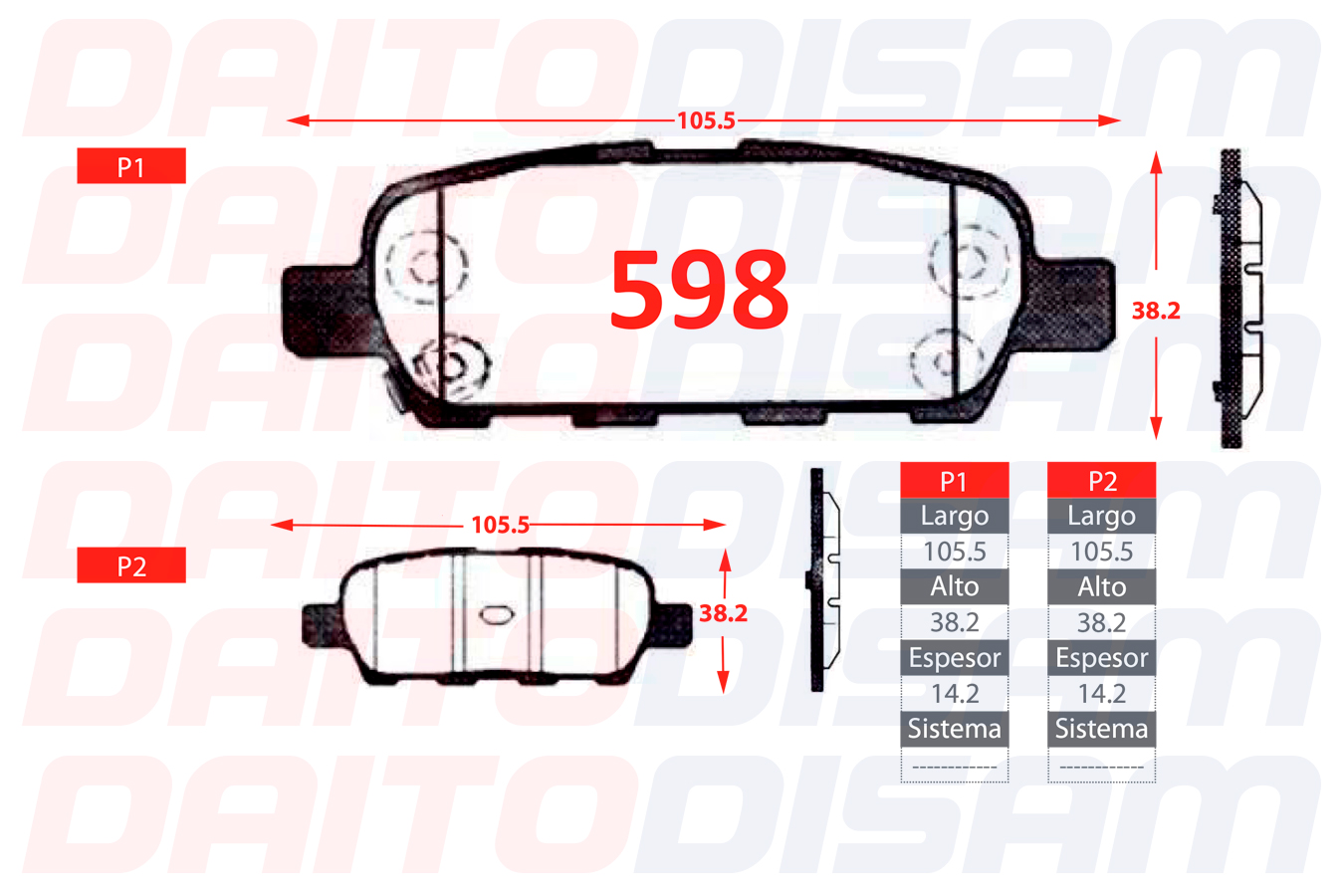 PASTILLAS FRENO TRASERA (598)