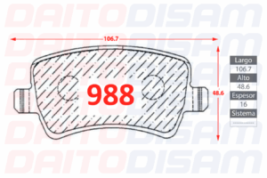 PASTILLAS FRENO TRASERA (988)